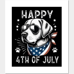 Happy 4th of July Patriotic American Flag Labrador Retriever Posters and Art